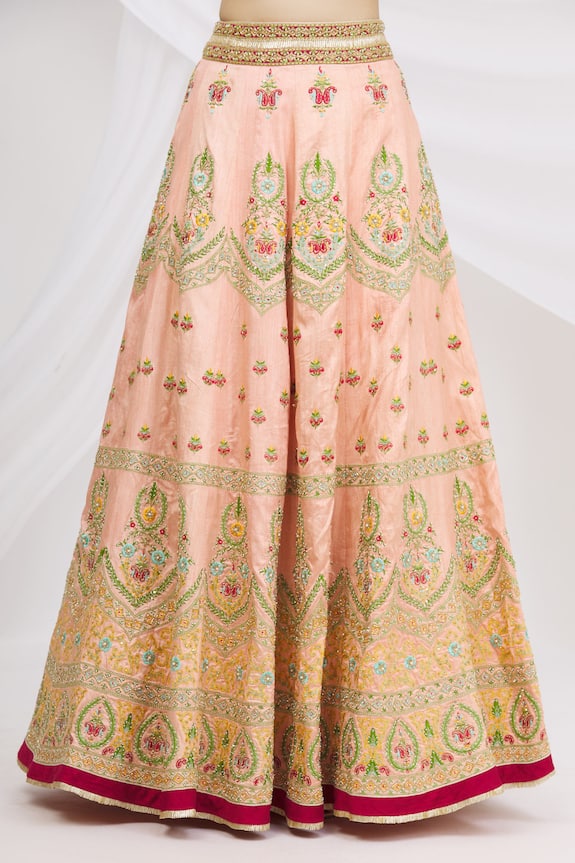 Ariyana Couture Peach Dupion Embroidered Lehenga Set 5