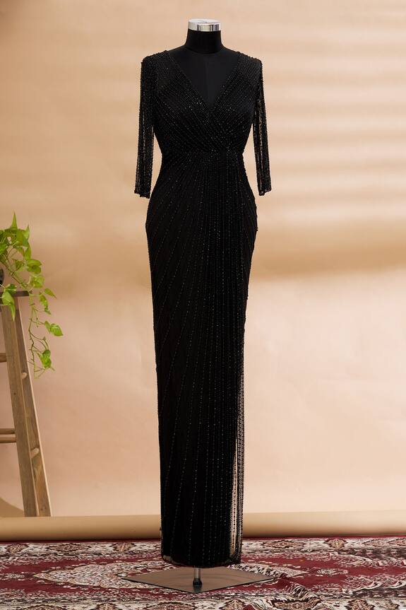 Sharnita Nandwana Black Embellished Gown 0