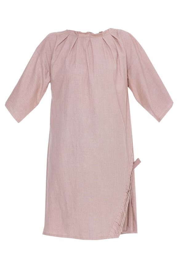 Chambray & Co. Pink Side Slit Box Pleated Neck Tunic 4
