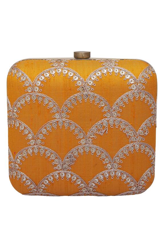 Buy Richa Aari Embroidered Square Clutch Online | Aza Fashions
