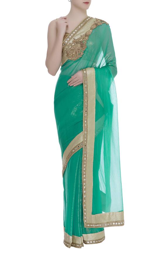 Kommal Sood Green Georgette Saree With Embroidered Border 1