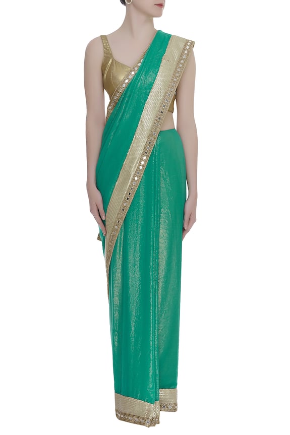 Kommal Sood Green Georgette Saree With Embroidered Border 4