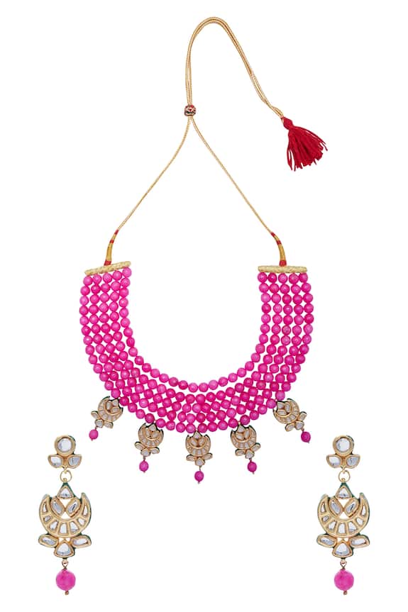 Posh by Rathore Multi-layered Bead Necklace With Earrings Set 0