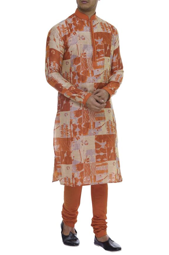 Manish Nagdeo Orange Abstract Printed Kurta Set 1