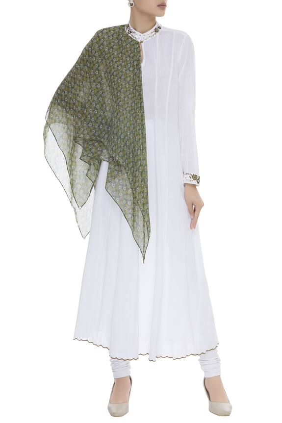 Mayank Anand Shraddha Nigam White One Shoulder Draped Embroidered Tunic 1