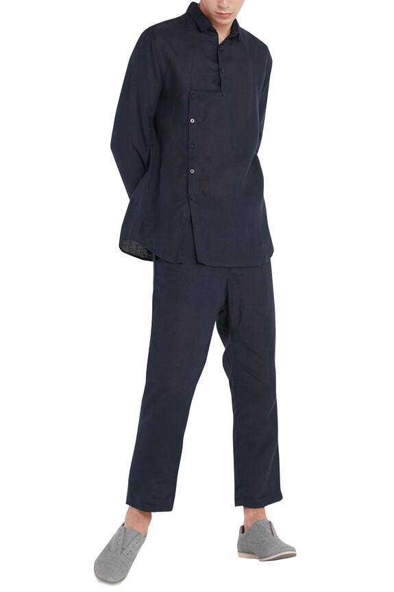 Son of A Noble Snob Blue Overlap Style Collared Shirt 0