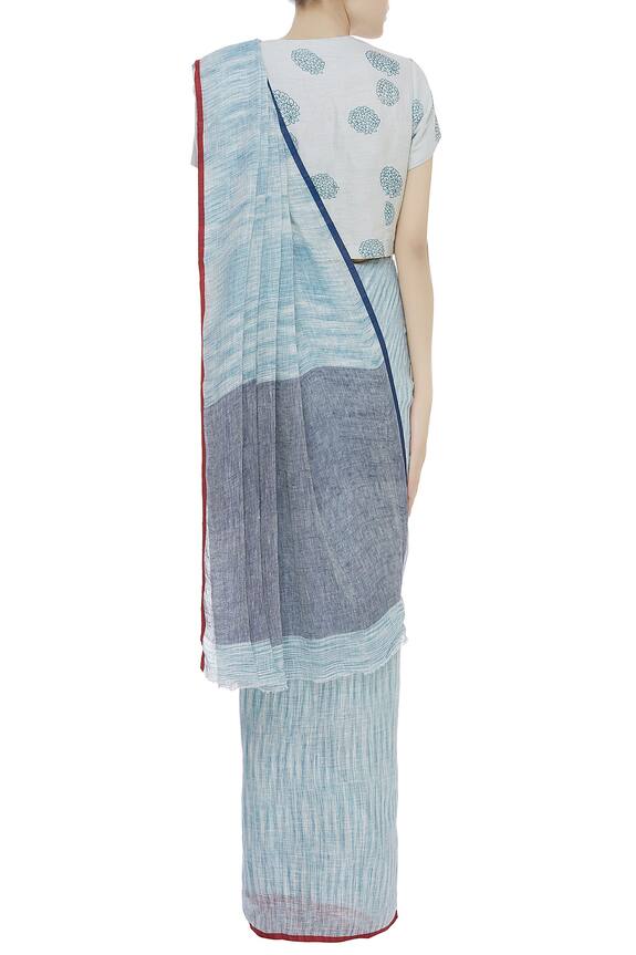 Anavila Blue Shaded Woven Linen Saree 2