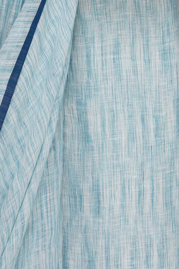 Anavila Blue Shaded Woven Linen Saree 5