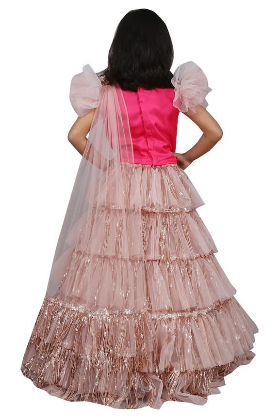 Kirti Agarwal - Pret N Couture Pink Layered Frill Lehenga Set For Girls 2