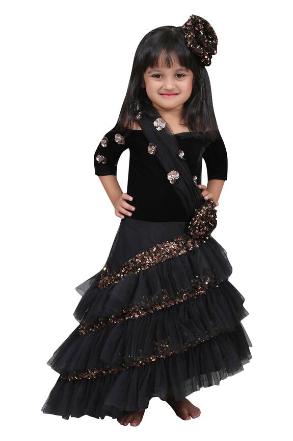 Kirti Agarwal - Pret N Couture Black Layered Embroidered Gown For Girls 1