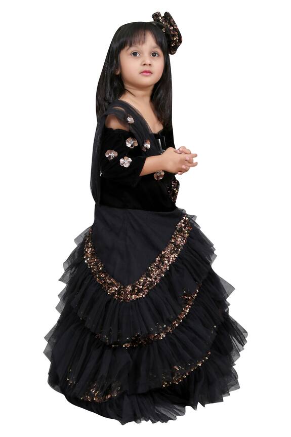 Kirti Agarwal - Pret N Couture Black Layered Embroidered Gown For Girls 3