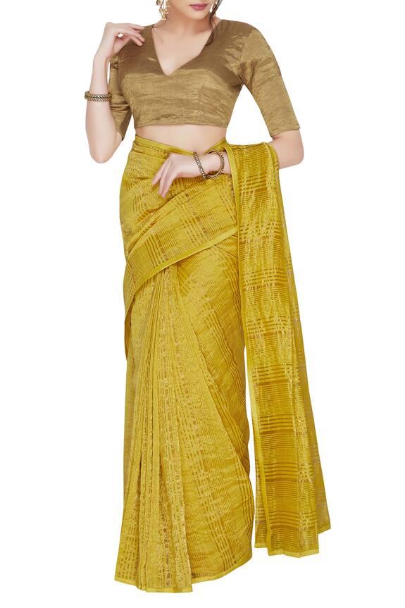 Pranay Baidya Gold Tissue Saree Blouse 0