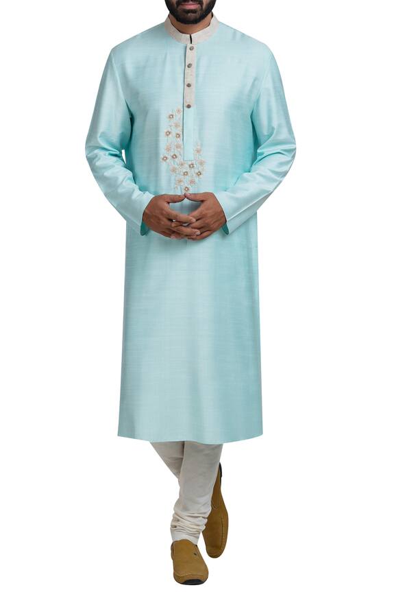 Poonam Kasera Blue Embroidered Kurta Set 0