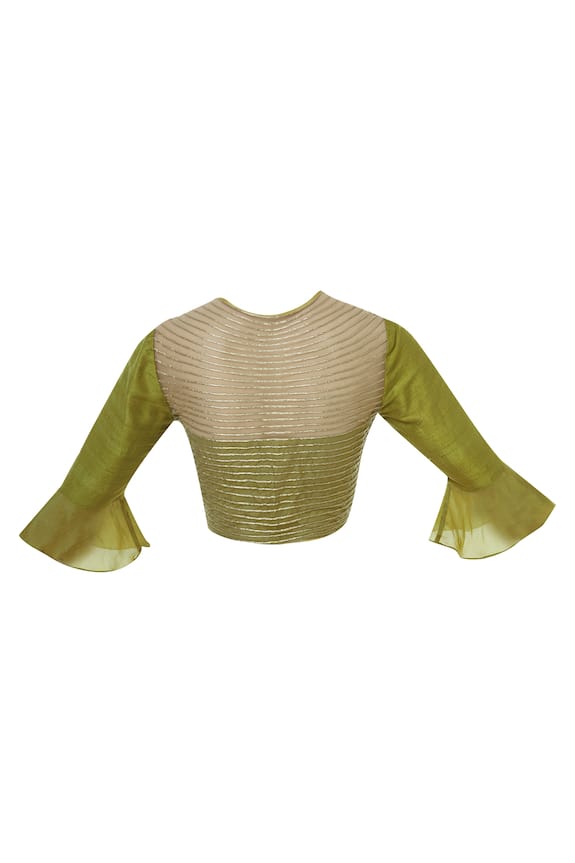 I am Design Green Silk Printed Saree Set 5