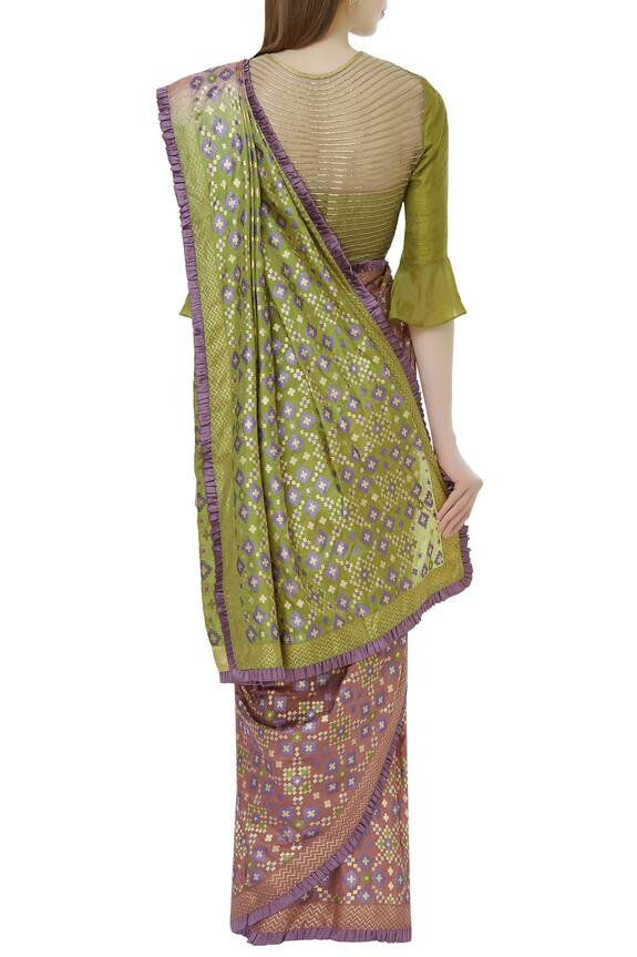 I am Design Green Silk Printed Saree Set 2