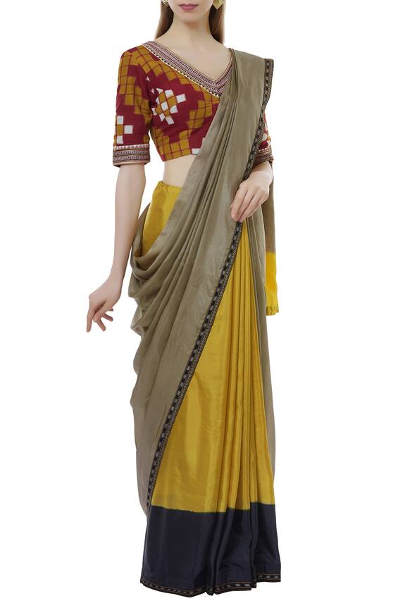 Latha Puttanna Multi Color Soft Silk Saree With Ikat Blouse 1