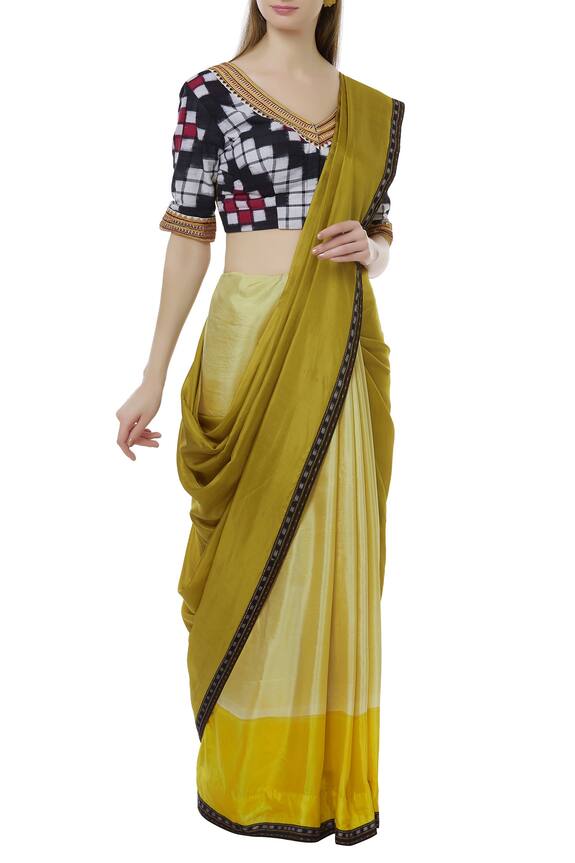 Latha Puttanna Green Soft Silk Saree With Ikat Blouse 1