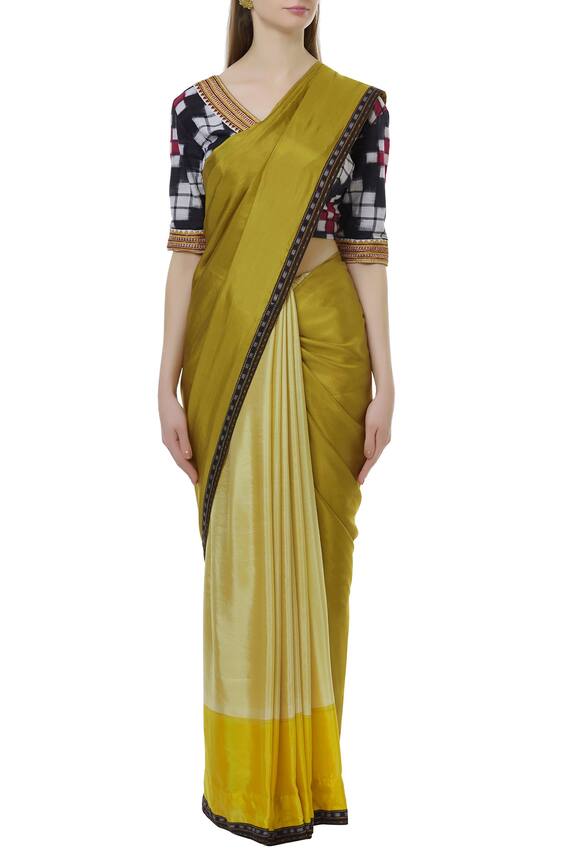 Latha Puttanna Green Soft Silk Saree With Ikat Blouse 3