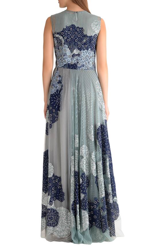 Not So Serious By Pallavi Mohan Blue Tulle Embroidered Long Dress 2