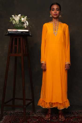Sunlit Yellow Kashida Embroidered Kurta Set