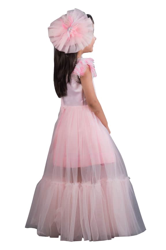 Miakki Pink Layered Gown For Girls 2