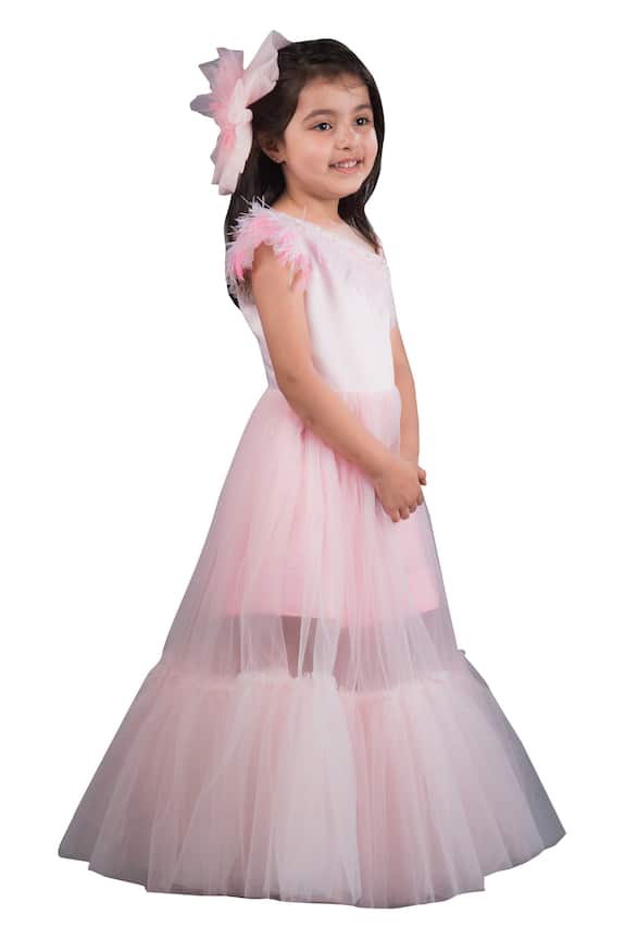 Miakki Pink Layered Gown For Girls 4