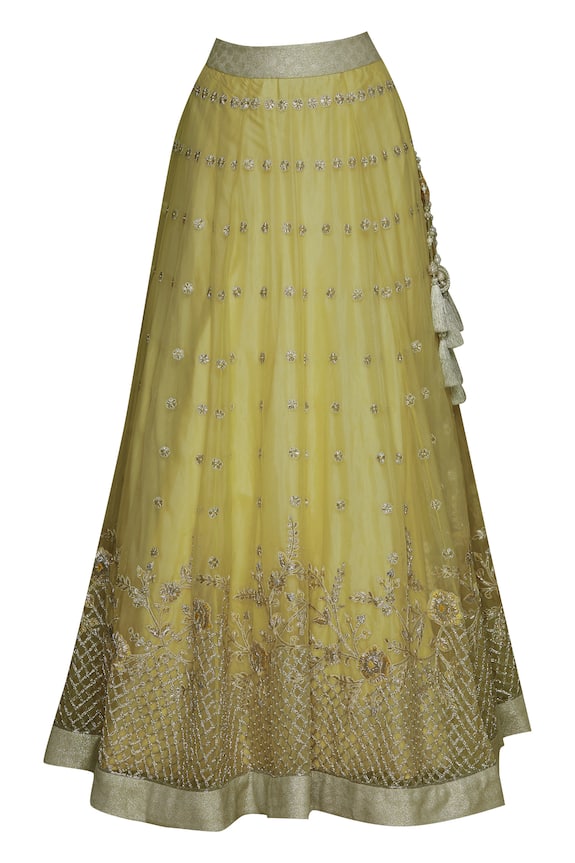 Buy Ariyana Couture Yellow Organza Embroidered Lehenga Set Online | Aza ...