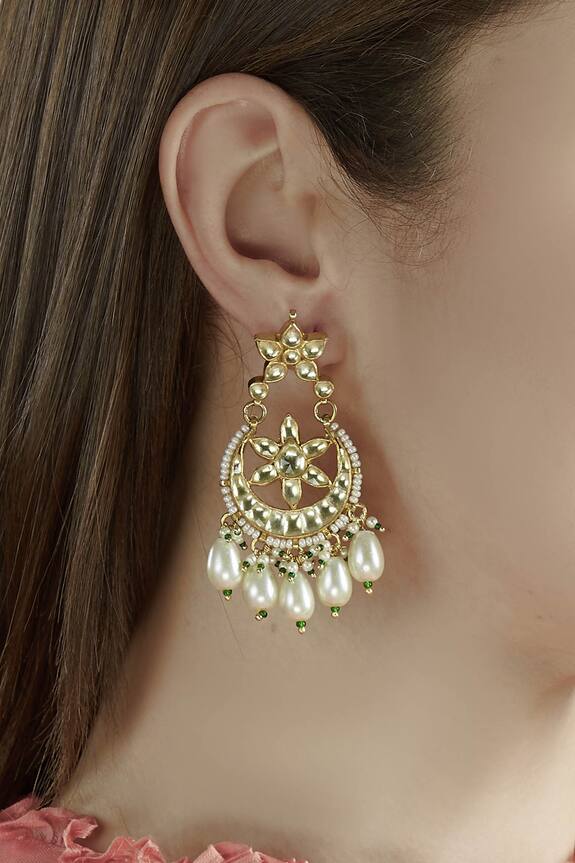 Buy Maisara Kundan Chandbali Earrings Online | Aza Fashions