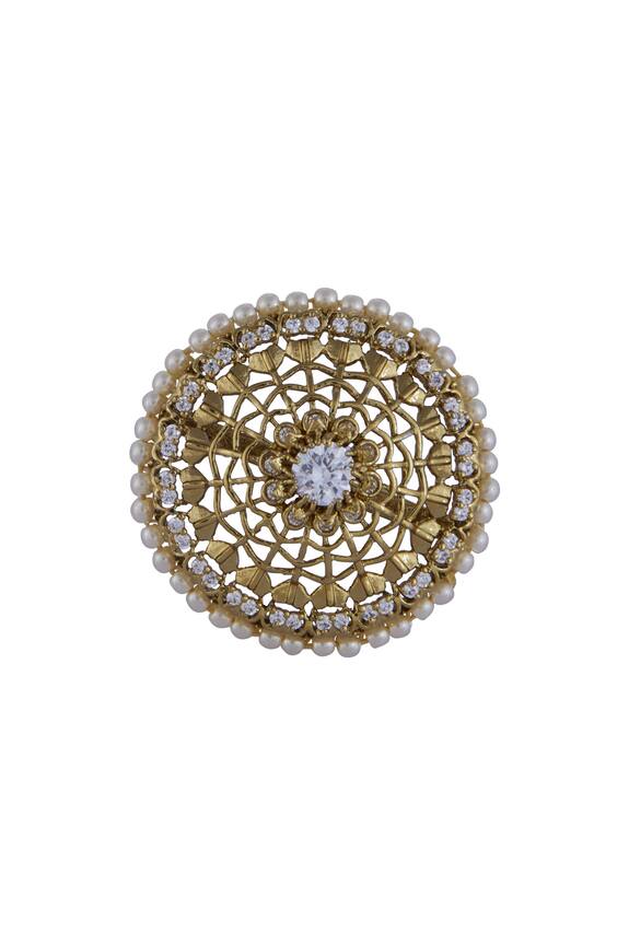 Buy Hema Khasturi Kundan Ring Online | Aza Fashions