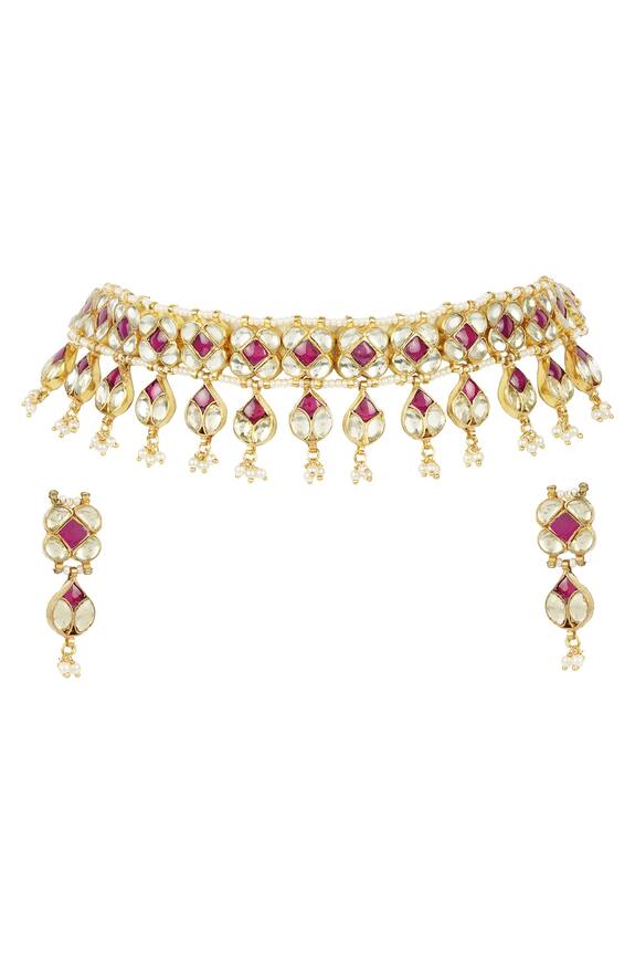 Auraa Trends Kundan Choker Jewellery Set 0