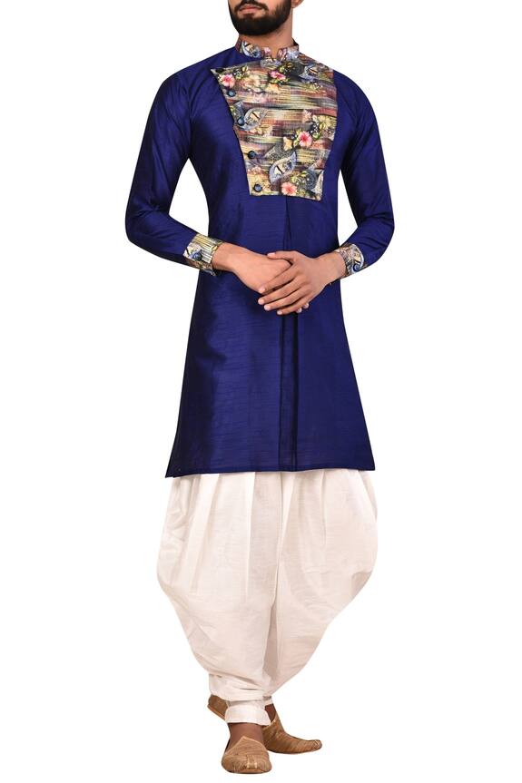 Arihant Rai Sinha Blue Silk Kurta Pant Set 0
