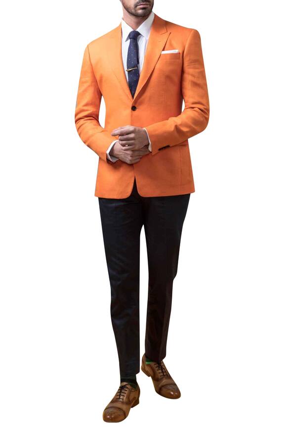Arjun Kilachand Orange Linen Blazer Jacket 0