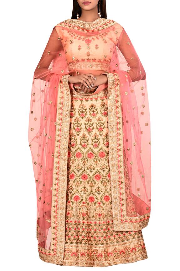 Samyukta Singhania Pink Satin Silk Embroidered Lehenga Set 1
