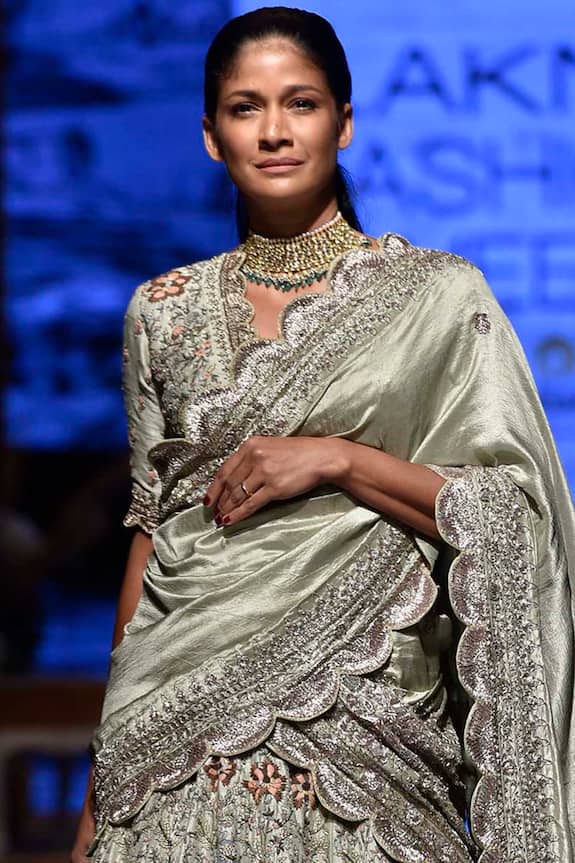 Buy Jayanti Reddy Green Raw Silk Embroidered Lehenga Set Online | Aza ...