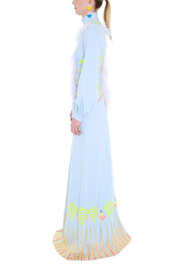 Manish Arora Blue Crepe Embellished Gown 3