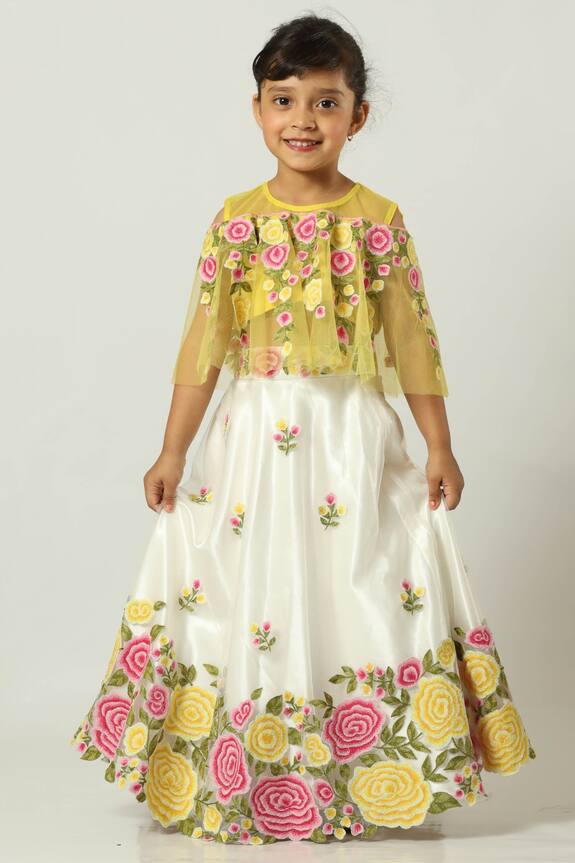 Neha Gursahani Yellow Embroidered Lehenga Set For Girls 0