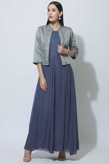 Buy Manasi Sengupta Grey Satin Muslin 
