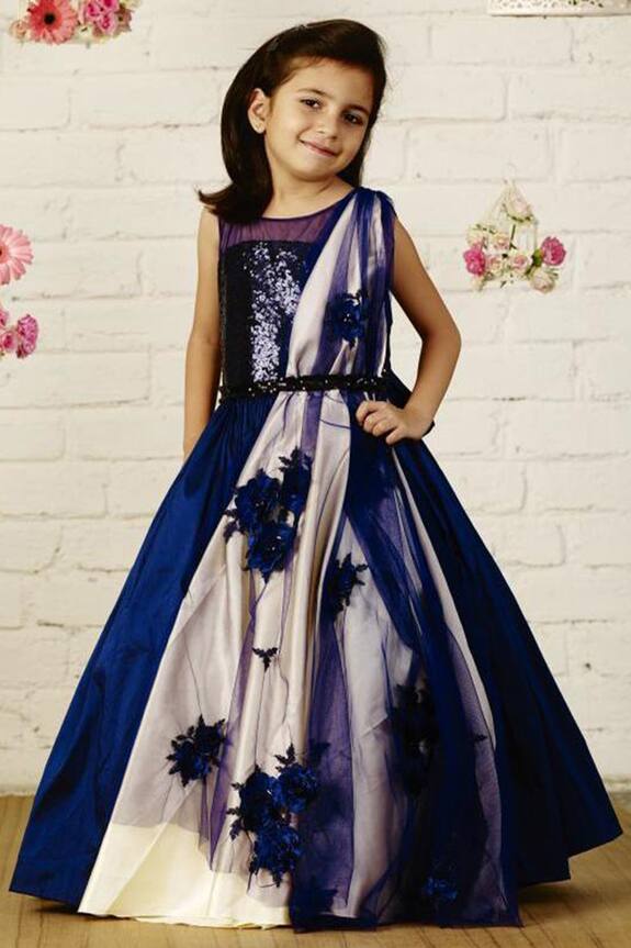 PinkCow Blue Sequin Party Gown For Girls 1