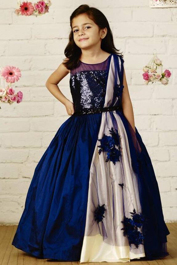 PinkCow Blue Sequin Party Gown For Girls 3