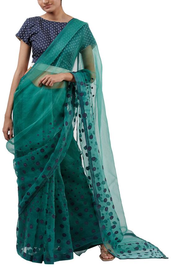 Shades of India Green Silk Embroidered Saree 1
