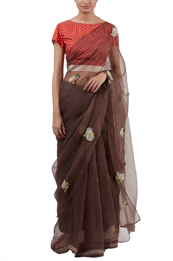 Shades of India Brown Silk Embroidered Saree 1