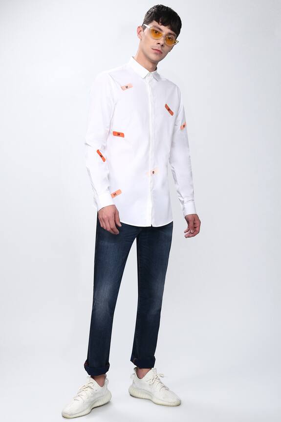 Noonoo White Cotton Poplin Embellished Shirt 0