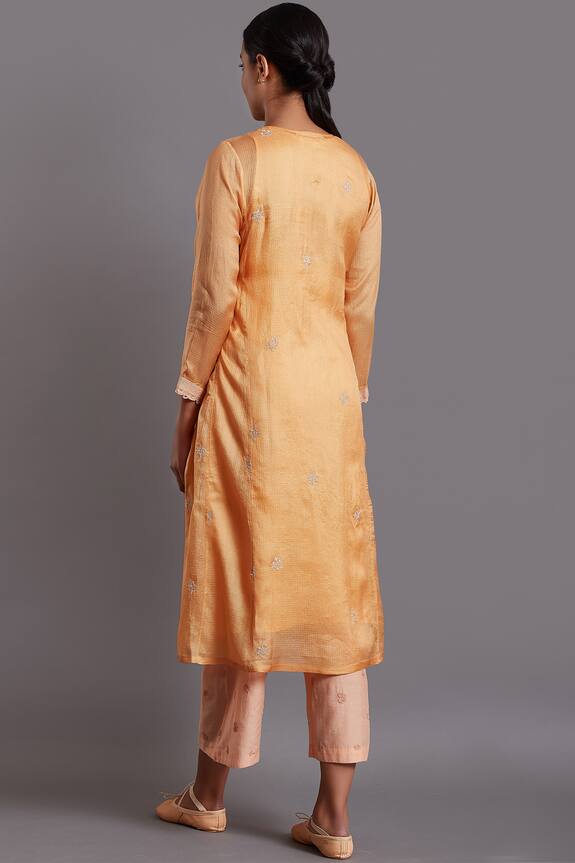 Buy Shades of India Orange Silk Kurta Online Aza Fashions
