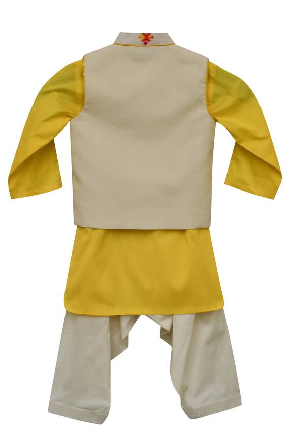 Fayon Kids White Cotton Silk Nehru Jacket Set For Boys 2