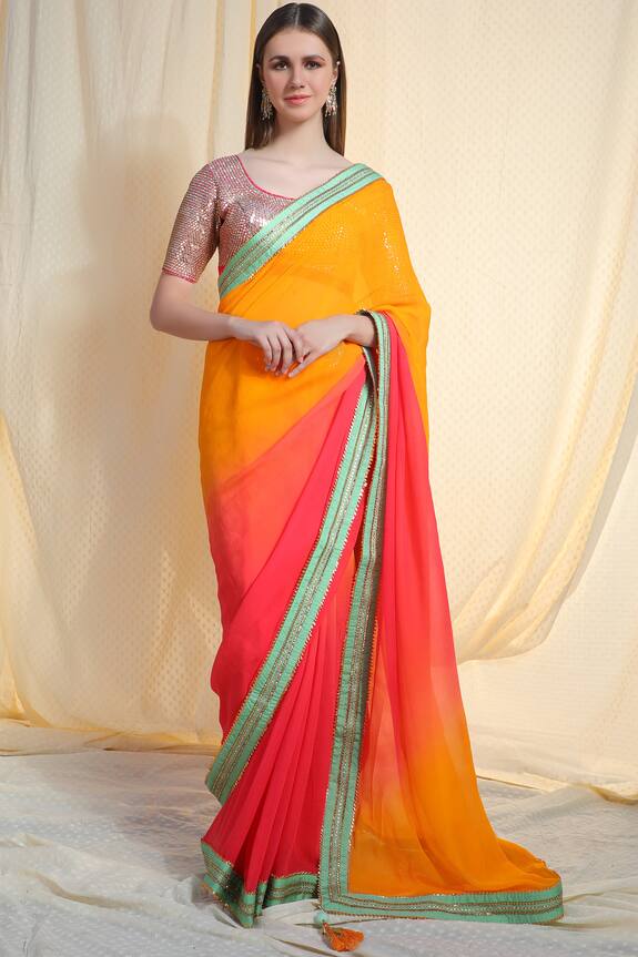 Nikasha Multi Color Chiffon Embellished Saree With Blouse 3