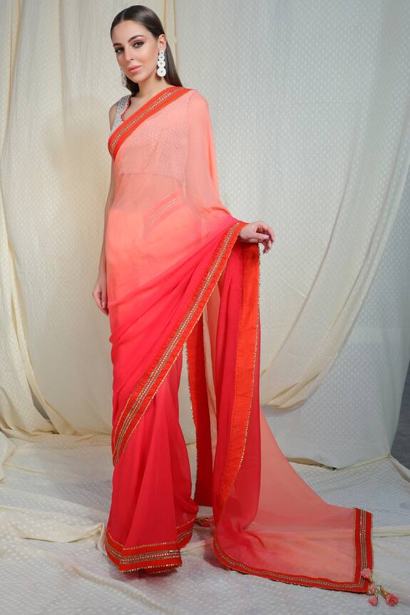 Nikasha Pink Chiffon Embellished Saree With Blouse 1