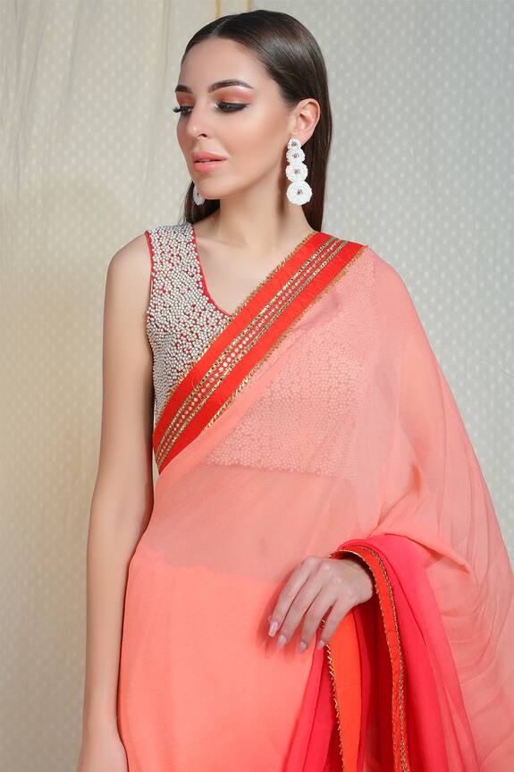 Nikasha Pink Chiffon Embellished Saree With Blouse 4