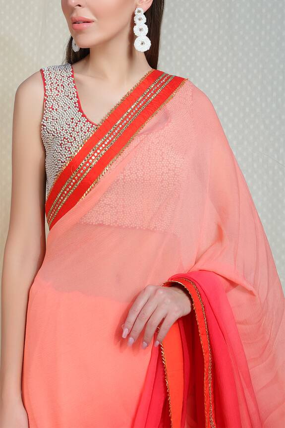Nikasha Pink Chiffon Embellished Saree With Blouse 5