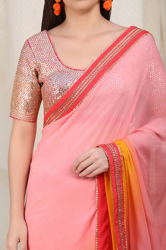 Nikasha Multi Color Chiffon Embellished Saree With Blouse 6