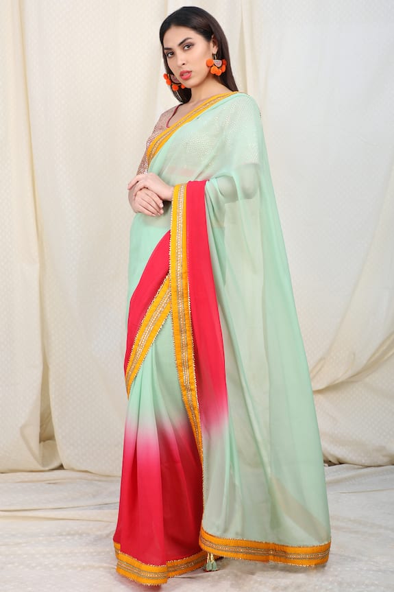 Nikasha Multi Color Chiffon Embellished Saree With Blouse 1